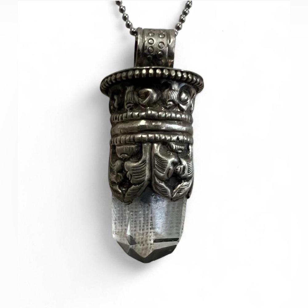 Silver Smoke Quartz Crystal Pendant
